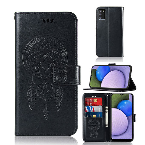 Funda de Cuero Cartera con Soporte Patron de Moda Carcasa JX1 para Samsung Galaxy A03s Negro