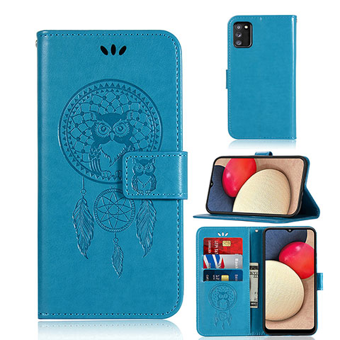 Funda de Cuero Cartera con Soporte Patron de Moda Carcasa JX1 para Samsung Galaxy F02S SM-E025F Azul