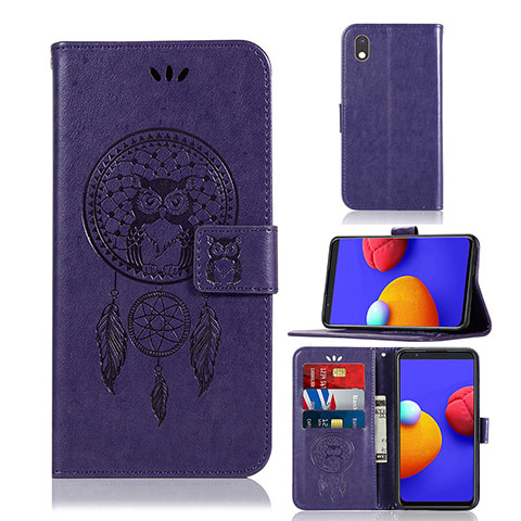 Funda de Cuero Cartera con Soporte Patron de Moda Carcasa JX1 para Samsung Galaxy M01 Core Morado