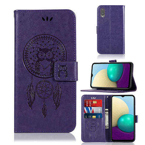 Funda de Cuero Cartera con Soporte Patron de Moda Carcasa JX1 para Samsung Galaxy M02 Morado