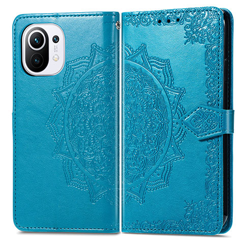 Funda de Cuero Cartera con Soporte Patron de Moda Carcasa L01 para Xiaomi Mi 11 5G Azul