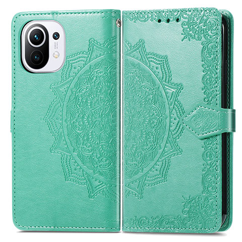 Funda de Cuero Cartera con Soporte Patron de Moda Carcasa L01 para Xiaomi Mi 11 5G Verde