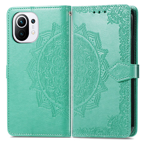 Funda de Cuero Cartera con Soporte Patron de Moda Carcasa L01 para Xiaomi Mi 11 Lite 4G Verde