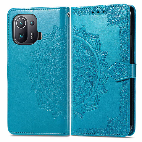 Funda de Cuero Cartera con Soporte Patron de Moda Carcasa L01 para Xiaomi Mi 11 Pro 5G Azul