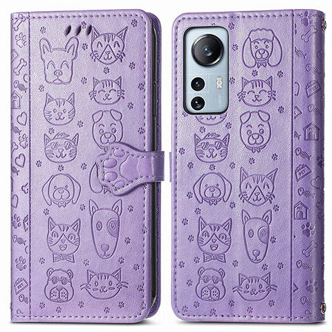 Funda de Cuero Cartera con Soporte Patron de Moda Carcasa L01 para Xiaomi Mi 12 Lite 5G Morado