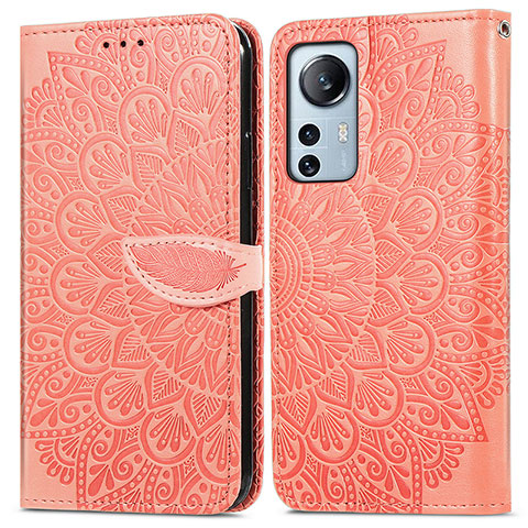 Funda de Cuero Cartera con Soporte Patron de Moda Carcasa L02 para Xiaomi Mi 12S 5G Naranja