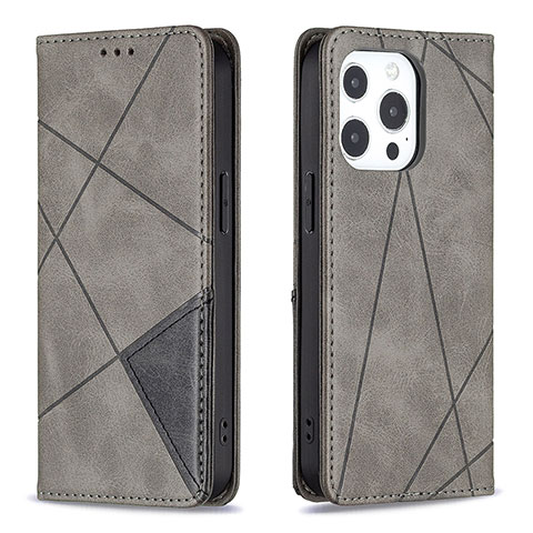 Funda de Cuero Cartera con Soporte Patron de Moda Carcasa L04 para Apple iPhone 13 Pro Gris