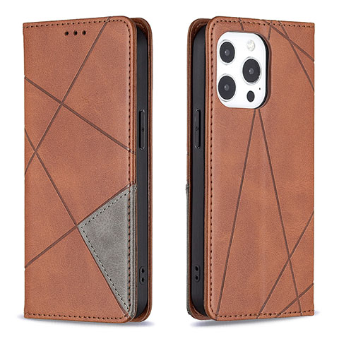 Funda de Cuero Cartera con Soporte Patron de Moda Carcasa L04 para Apple iPhone 13 Pro Marron