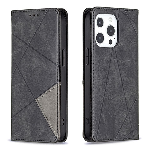 Funda de Cuero Cartera con Soporte Patron de Moda Carcasa L04 para Apple iPhone 14 Pro Negro