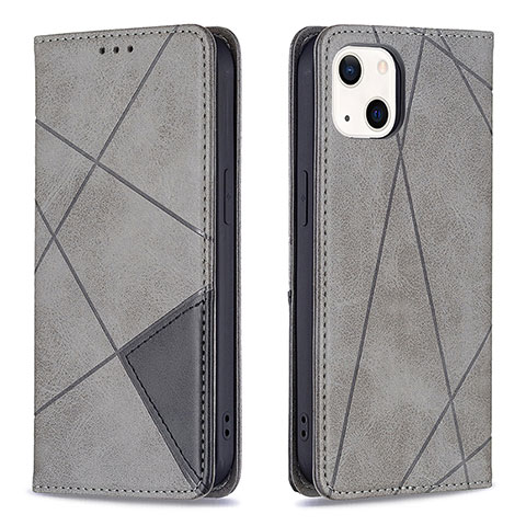 Funda de Cuero Cartera con Soporte Patron de Moda Carcasa L04 para Apple iPhone 15 Gris