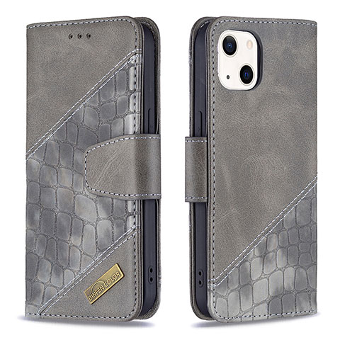 Funda de Cuero Cartera con Soporte Patron de Moda Carcasa L05 para Apple iPhone 13 Gris