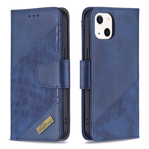 Funda de Cuero Cartera con Soporte Patron de Moda Carcasa L05 para Apple iPhone 13 Mini Azul