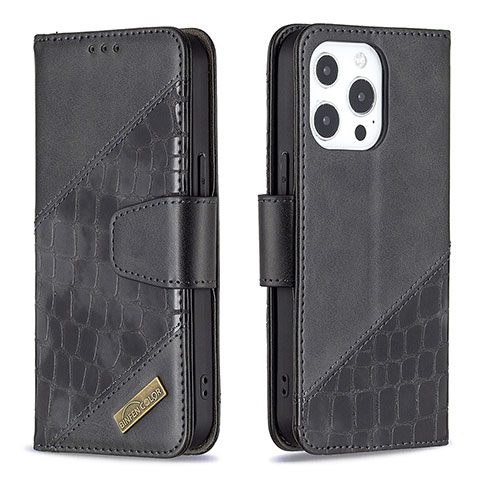 Funda de Cuero Cartera con Soporte Patron de Moda Carcasa L05 para Apple iPhone 13 Pro Negro