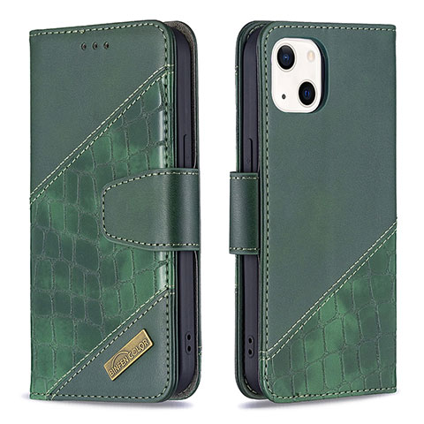 Funda de Cuero Cartera con Soporte Patron de Moda Carcasa L05 para Apple iPhone 13 Verde