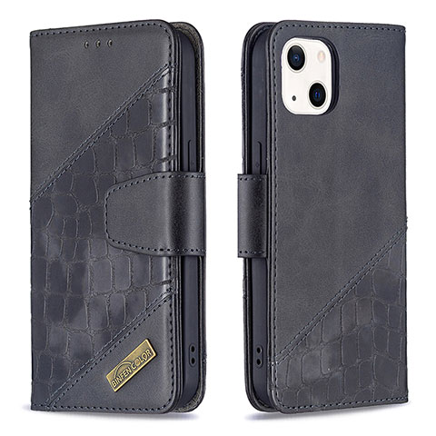 Funda de Cuero Cartera con Soporte Patron de Moda Carcasa L05 para Apple iPhone 15 Negro