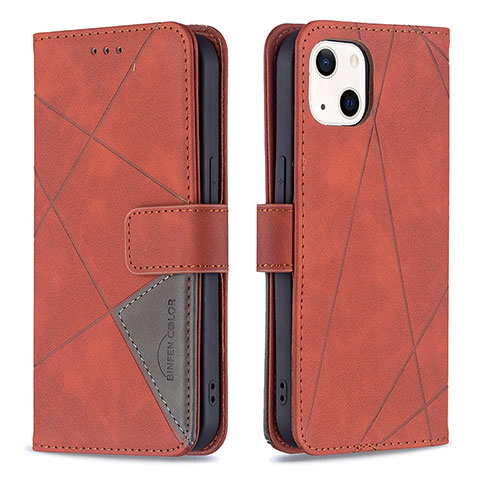 Funda de Cuero Cartera con Soporte Patron de Moda Carcasa L06 para Apple iPhone 13 Marron