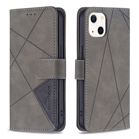 Funda de Cuero Cartera con Soporte Patron de Moda Carcasa L06 para Apple iPhone 13 Mini Gris