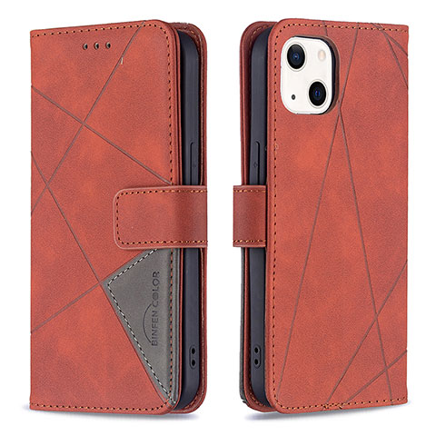 Funda de Cuero Cartera con Soporte Patron de Moda Carcasa L06 para Apple iPhone 15 Marron