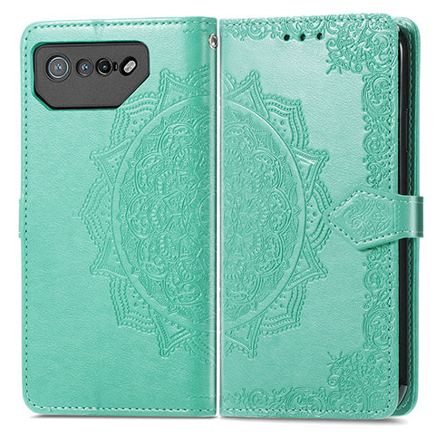 Funda de Cuero Cartera con Soporte Patron de Moda Carcasa para Asus ROG Phone 7 Ultimate Verde