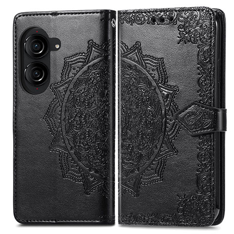 Funda de Cuero Cartera con Soporte Patron de Moda Carcasa para Asus ZenFone 10 Negro