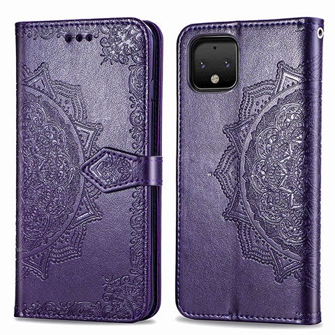 Funda de Cuero Cartera con Soporte Patron de Moda Carcasa para Google Pixel 4 Morado