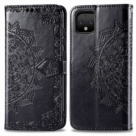 Funda de Cuero Cartera con Soporte Patron de Moda Carcasa para Google Pixel 4 Negro