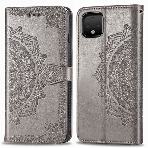 Funda de Cuero Cartera con Soporte Patron de Moda Carcasa para Google Pixel 4 XL Gris