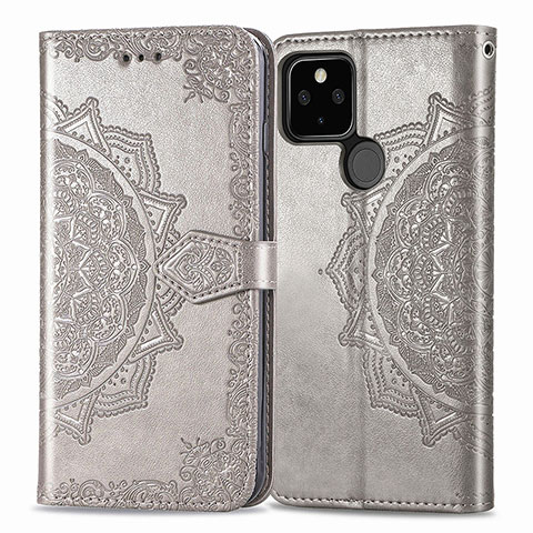 Funda de Cuero Cartera con Soporte Patron de Moda Carcasa para Google Pixel 4a 5G Gris