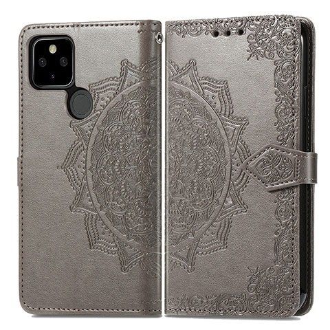 Funda de Cuero Cartera con Soporte Patron de Moda Carcasa para Google Pixel 5a 5G Gris