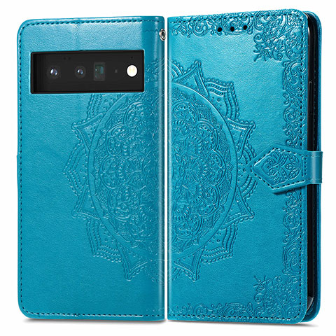 Funda de Cuero Cartera con Soporte Patron de Moda Carcasa para Google Pixel 6 Pro 5G Azul