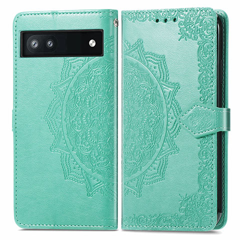 Funda de Cuero Cartera con Soporte Patron de Moda Carcasa para Google Pixel 6a 5G Verde