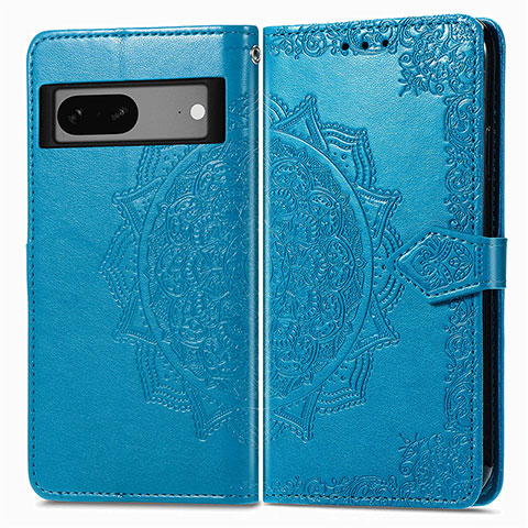 Funda de Cuero Cartera con Soporte Patron de Moda Carcasa para Google Pixel 7 5G Azul