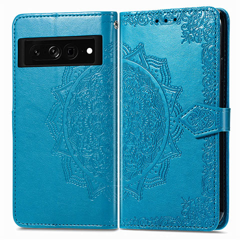 Funda de Cuero Cartera con Soporte Patron de Moda Carcasa para Google Pixel 7 Pro 5G Azul