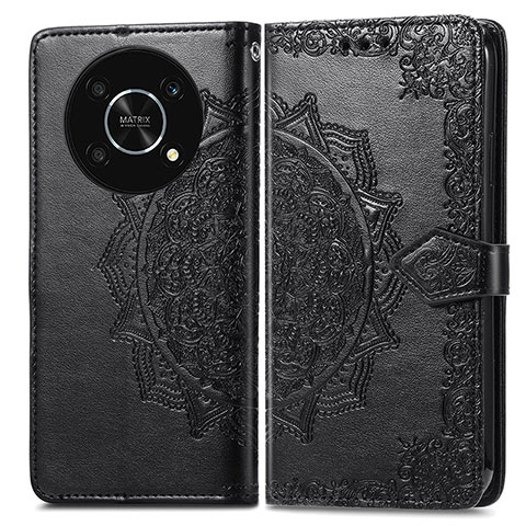 Funda de Cuero Cartera con Soporte Patron de Moda Carcasa para Huawei Enjoy 50 Pro Negro