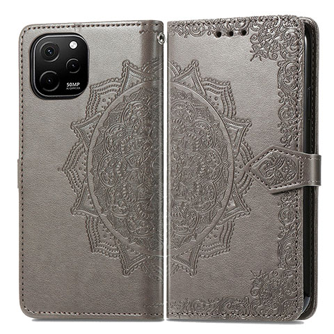 Funda de Cuero Cartera con Soporte Patron de Moda Carcasa para Huawei Enjoy 50z Gris