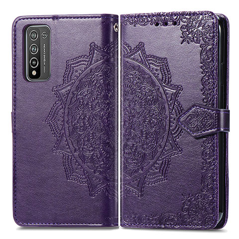 Funda de Cuero Cartera con Soporte Patron de Moda Carcasa para Huawei Honor 10X Lite Morado