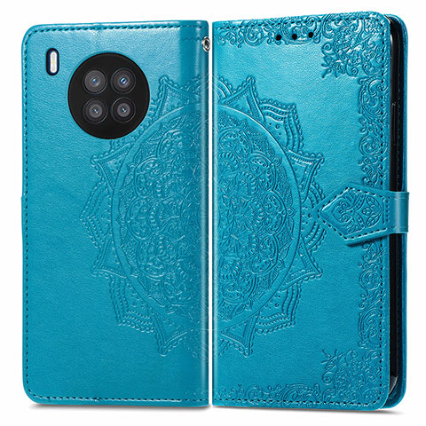 Funda de Cuero Cartera con Soporte Patron de Moda Carcasa para Huawei Honor 50 Lite Azul