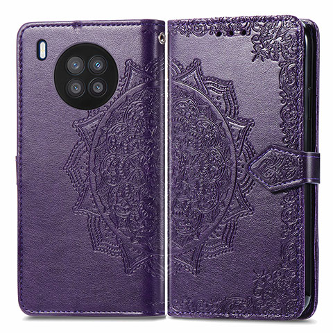 Funda de Cuero Cartera con Soporte Patron de Moda Carcasa para Huawei Honor 50 Lite Morado