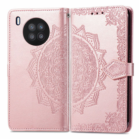 Funda de Cuero Cartera con Soporte Patron de Moda Carcasa para Huawei Honor 50 Lite Oro Rosa