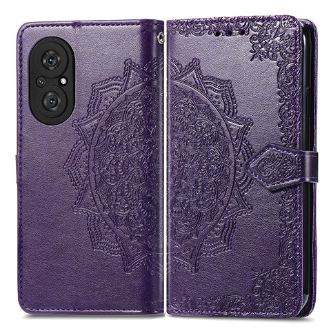 Funda de Cuero Cartera con Soporte Patron de Moda Carcasa para Huawei Honor 50 SE 5G Morado