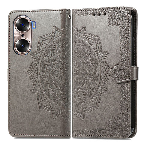 Funda de Cuero Cartera con Soporte Patron de Moda Carcasa para Huawei Honor 60 5G Gris