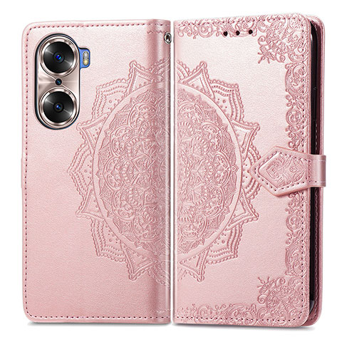 Funda de Cuero Cartera con Soporte Patron de Moda Carcasa para Huawei Honor 60 5G Oro Rosa