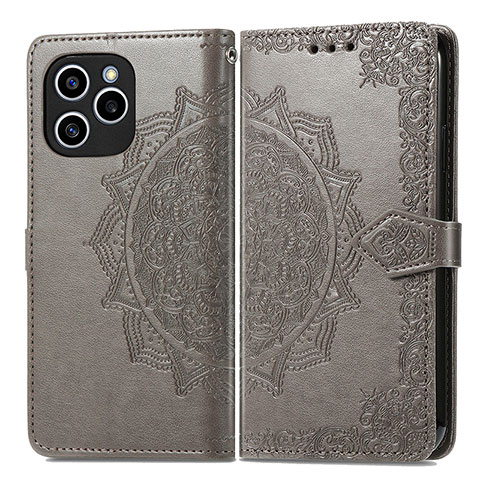 Funda de Cuero Cartera con Soporte Patron de Moda Carcasa para Huawei Honor 60 SE 5G Gris