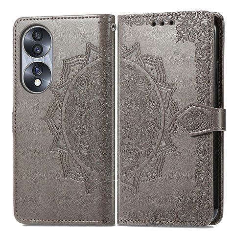 Funda de Cuero Cartera con Soporte Patron de Moda Carcasa para Huawei Honor 70 5G Gris