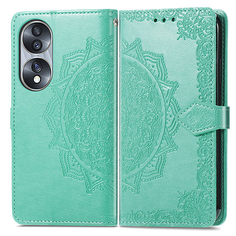 Funda de Cuero Cartera con Soporte Patron de Moda Carcasa para Huawei Honor 70 5G Verde