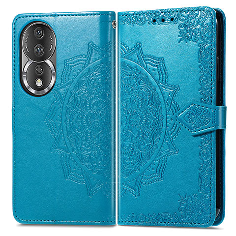 Funda de Cuero Cartera con Soporte Patron de Moda Carcasa para Huawei Honor 80 5G Azul