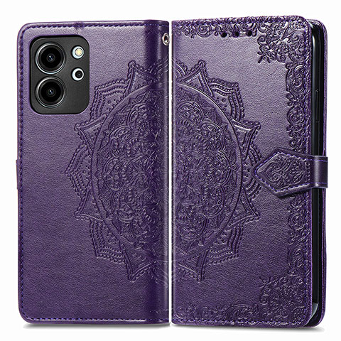 Funda de Cuero Cartera con Soporte Patron de Moda Carcasa para Huawei Honor 80 SE 5G Morado