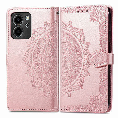 Funda de Cuero Cartera con Soporte Patron de Moda Carcasa para Huawei Honor 80 SE 5G Oro Rosa