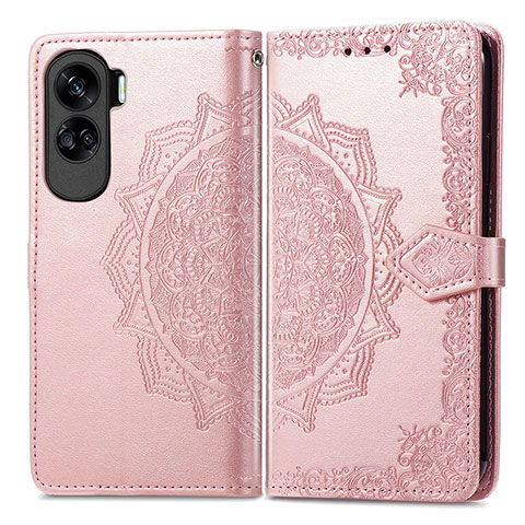 Funda de Cuero Cartera con Soporte Patron de Moda Carcasa para Huawei Honor 90 Lite 5G Oro Rosa