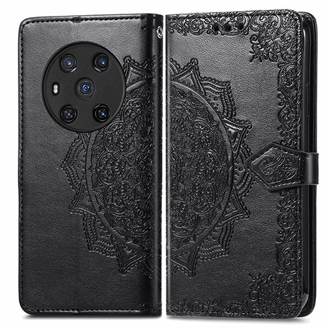 Funda de Cuero Cartera con Soporte Patron de Moda Carcasa para Huawei Honor Magic3 5G Negro